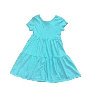 Cat & Jack Toddler Girls Teal Tiered Dress XS 4/5 Back Bow Cutout EUC